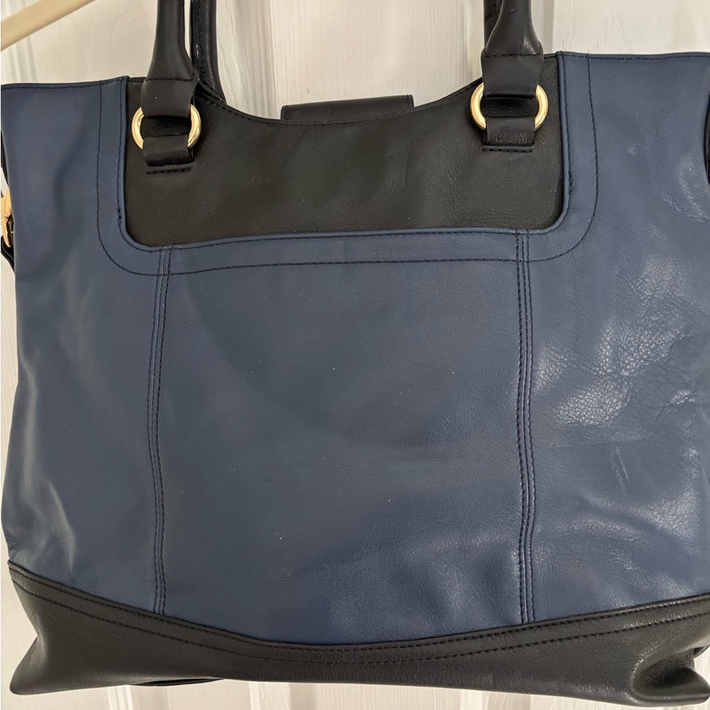 Two-Tone Leather Tote Bag